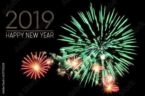 "Happy new year 2019 text and fireworks" Stock photo and royalty-free ...