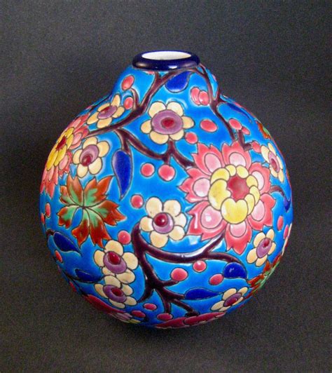 Emaux de Longwy Art Pottery Ball Vase, France, c. 1935 | French pottery, Pottery jugs, Colorful ...