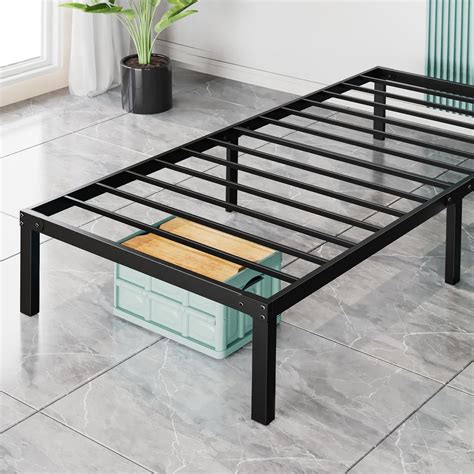 Sweetcrispy Twin Bed Frame - Heavy Duty Metal Platform Bed Frames Twin Size with Storage Space ...