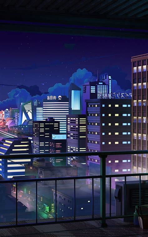 Anime Cityscape, Nuit, Bâtiments, Balcon, Étoiles - Lo Fi City, Lo Fi Japan Fond d'écran de ...