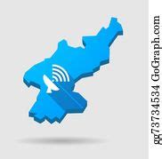 2 Blue North Korea Map With An Antenna Clip Art | Royalty Free - GoGraph