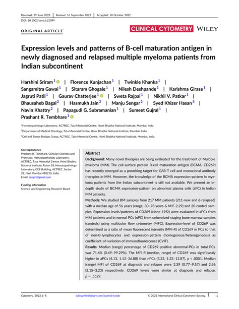 (PDF) Expression levels and patterns of B‐cell maturation antigen in newly diagnosed and ...