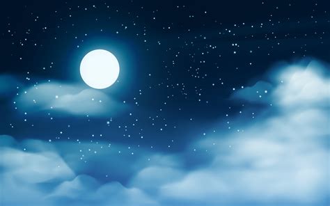 Night sky with full moon and clouds 9432551 Vector Art at Vecteezy