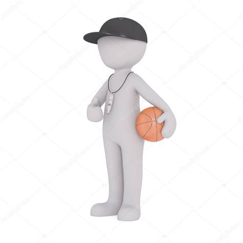 Cartoon coach whistle | Cartoon Coach with Whistle and Basketball — Stock Photo © 3D-Agentur ...