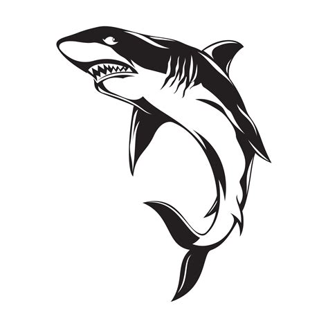 Shark Silhouette Vector illustration - Black and white Shark clipart ...