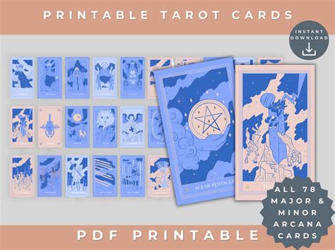 Printable Tarot Deck of Cards 78 Tarot Cards Blue - Etsy