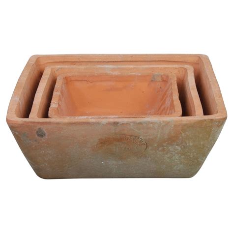 Esschert Design Aged Terracotta Square Pots - Set of 3 - Walmart.com ...