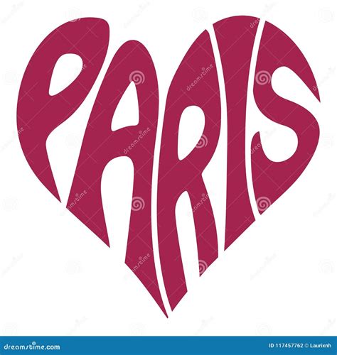 Paris Word Art Design in Heart Shape Stock Illustration - Illustration of word, paris: 117457762