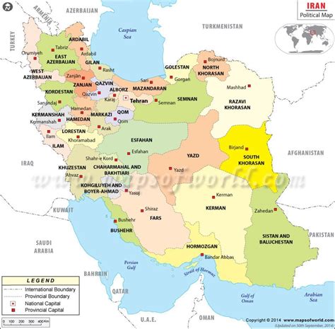 Political Map of Iran | Iran Provinces Map