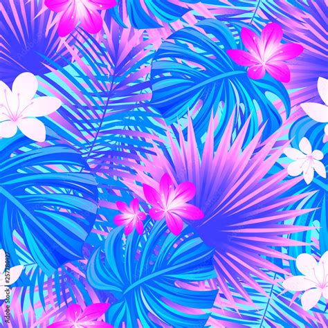 Spring floral background. Colorful tropical seamless pattern. tropic ...