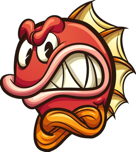 Angry fish | Premium Vector