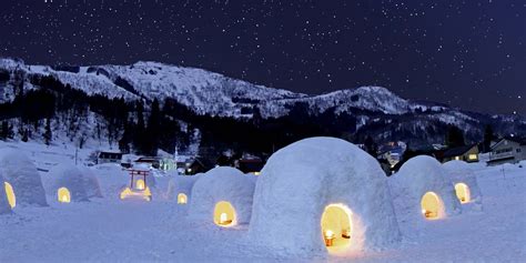 the restaurant kamakura village features 20 pop-up igloos