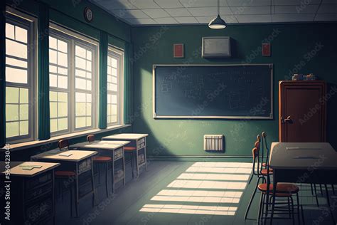 empty classroom background. Generative AI Stock Illustration | Adobe Stock