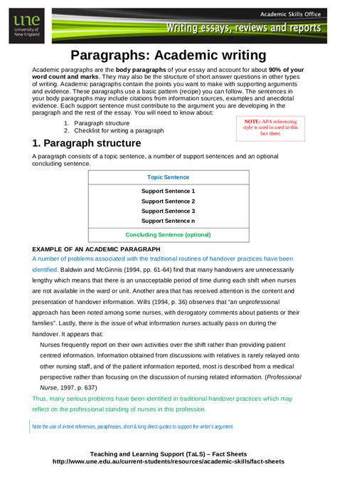 Paragraph Writing Format