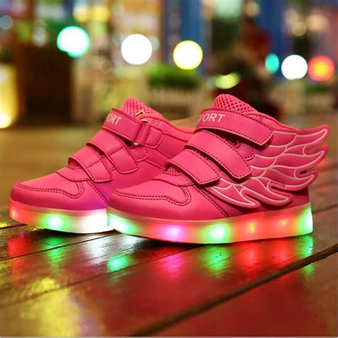 Kids Sneakers Fashion Luminous Lighted Colorful USB Charging LED Lights ...