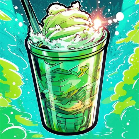 Premium AI Image | Iced matcha latte in an art style