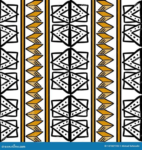 African Pattern Vector with Hand Drawn Tribal Ethnic Drawing. Seamless Design Illustration for ...