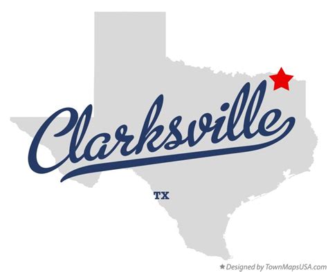 Map of Clarksville, TX, Texas