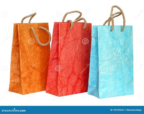 Color paper bags stock photo. Image of three, wrapping - 18729242