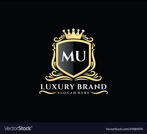 Mu initial letter gold calligraphic feminine Vector Image