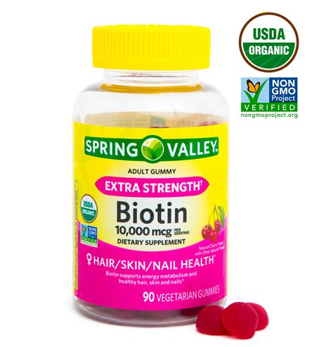 Spring Valley Biotin 10,000mcg Vegetarian Gummies, 90ct - Walmart.com