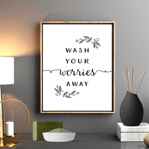 Wash Your Worries Away Bathroom Wall Art Printable Quote - Etsy