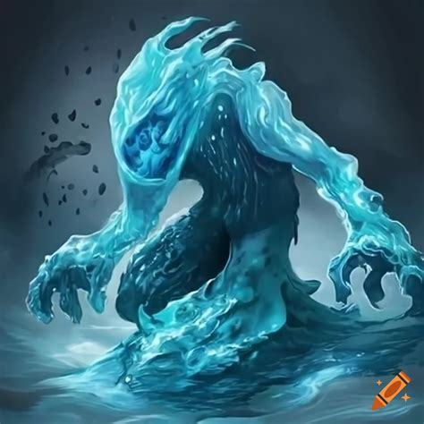 Illustration of a water elemental from dungeons & dragons