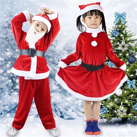 New Christmas Children Dress Girls Costumes Kids Costume Performing Boys Santa Claus Clothes Set ...