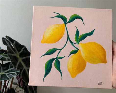 Pink Lemon Painting | Lemon painting, Diy canvas art painting, Painting art projects