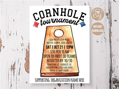 Editable Cornhole Tournament Flyer Digital Download Instant - Etsy ...