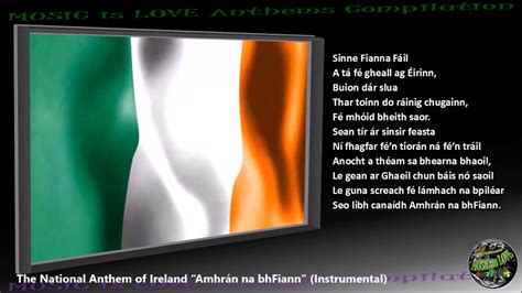 Ireland National Anthem "Amhrán na bhFiann" INSTRUMENTAL with lyrics - YouTube