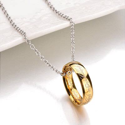 Gold Plated Lord of the Rings Necklace The One Ring LOTR Pendant ...