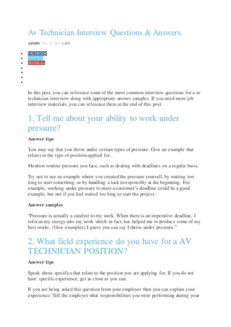 Av technician interview questions