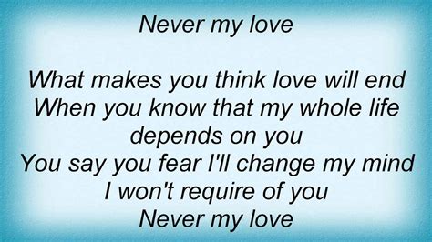 Barry Manilow - Never My Love Lyrics_1 - YouTube