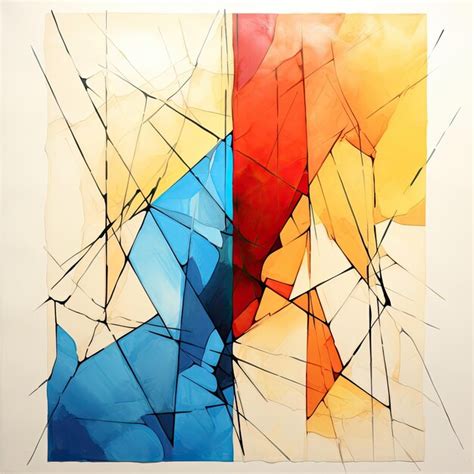 Premium AI Image | The painting is abstract and has a red yellow and ...