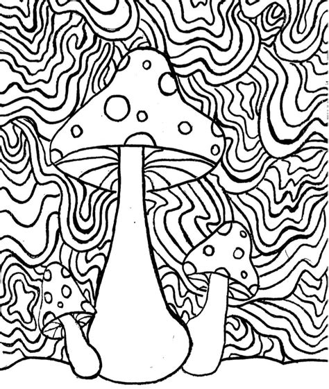 Three Mushrooms Trippy coloring page - Download, Print or Color Online for Free