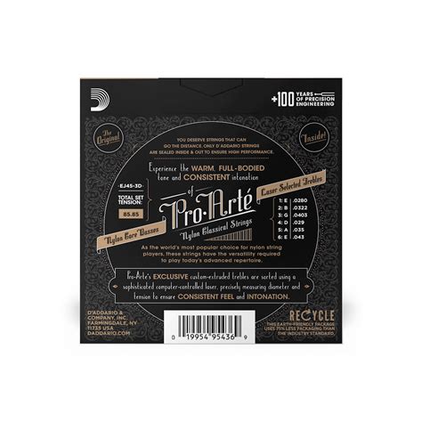 Normal Tension, Pro-Arté Nylon Classical Guitar Strings, Tie-End | EJ45 ...