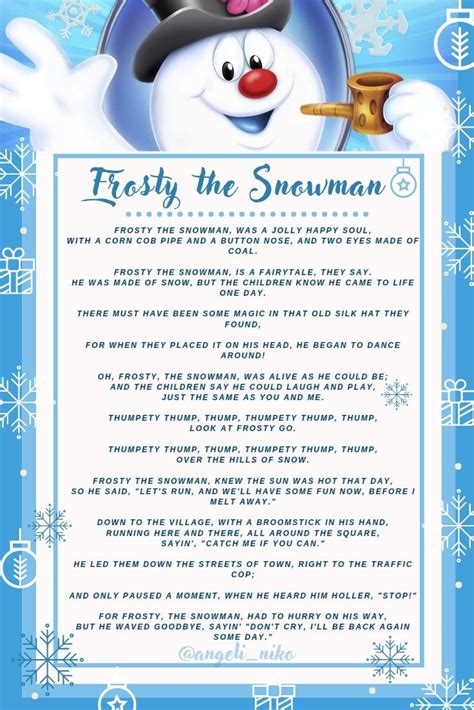 Christmas song - Frosty the Snowman ☃️ ️🎵🎶 | Frosty the snowmen, Best ...