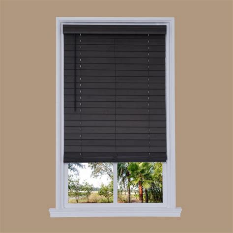 Dark Brown Wood - Faux Wood Blinds - Blinds - The Home Depot