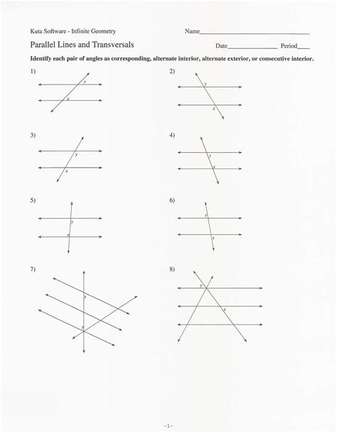 Parallel Lines And Transversals Practice Worksheet Worksheets For All | My XXX Hot Girl