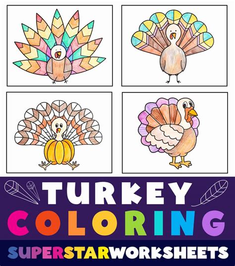 Turkey Coloring Pages - Superstar Worksheets