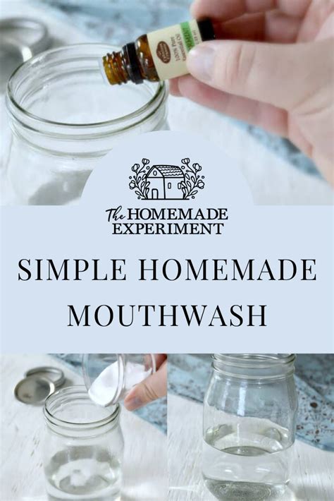 This simple to make homemade mouthwash using only water, baking soda, and some essential oils ...