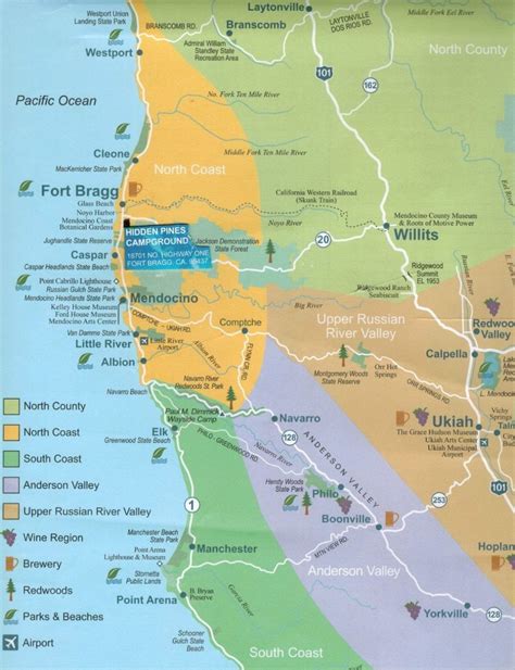 Hidden Pines Rv Campground - Fort Bragg California : Maps Fort Bragg - California Rv Campgrounds ...