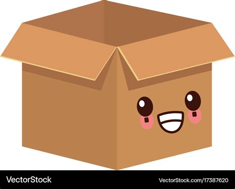 Cardboard box isolated kawaii cartoon Royalty Free Vector