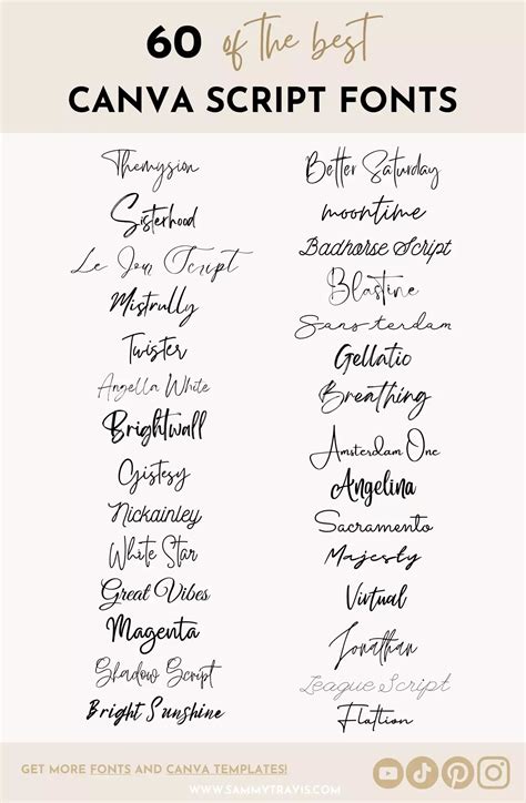 60 Best Canva Script and Cursive Fonts Template - Samantha Anne ...