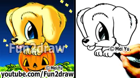 How To Draw A Dog In A Pumpkin