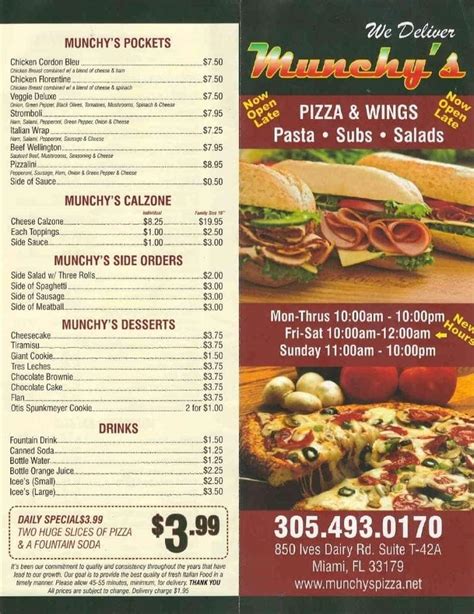 Munchy's Pizza Menu, Menu for Munchy's Pizza, North Miami/North Miami ...