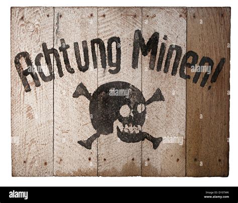 German Second World War mine warning sign, Achtung Minen Stock Photo - Alamy