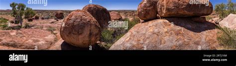 Devils Marbles panorama, a sacred aboriginal site in the Australian outback Stock Photo - Alamy