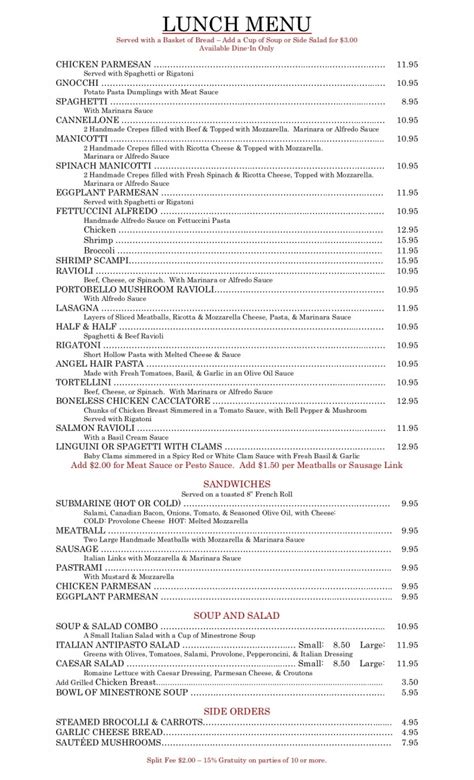 Rosas Menu Bakersfield | Rosas Italian Restaurant Menu Bakersfield | Rosa's